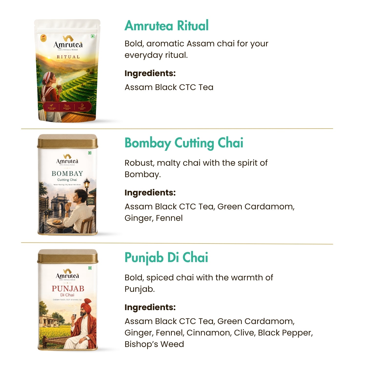 Amrutea Chai Box | The Best of Assam, Bombay & Punjab